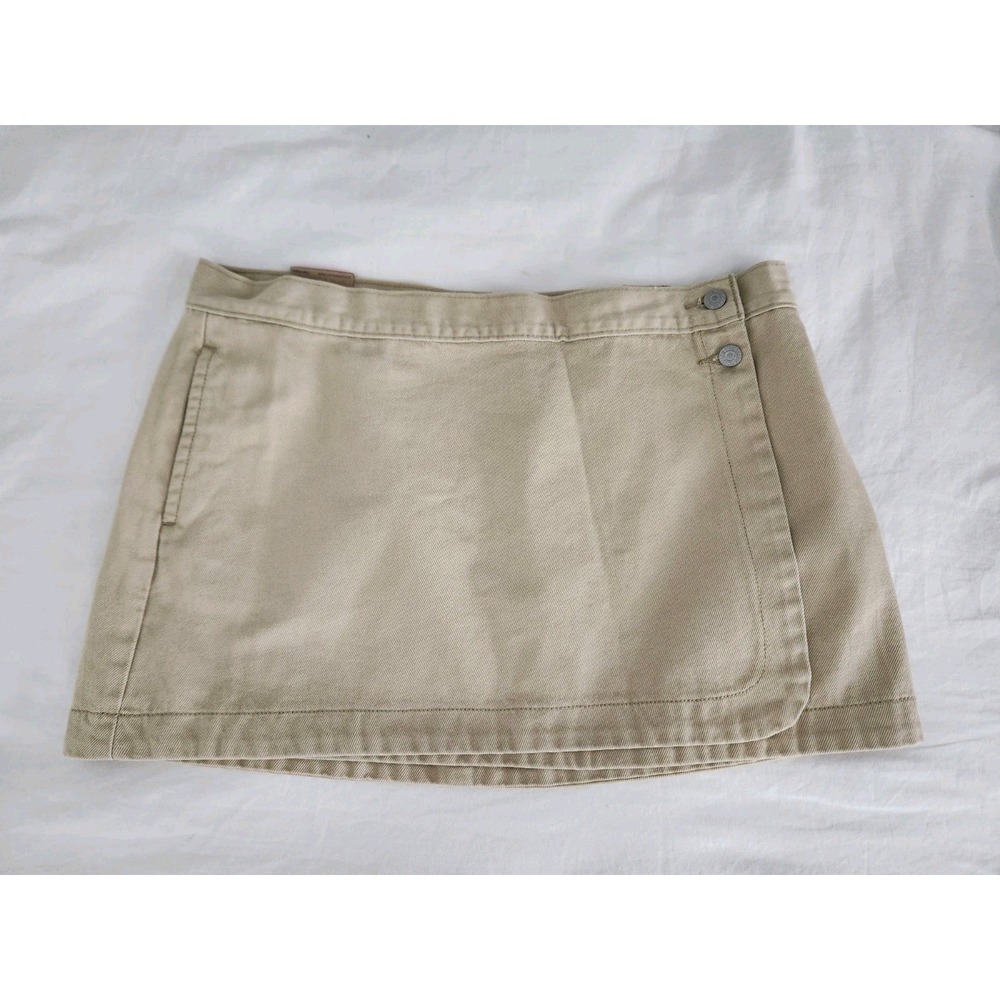 Levi's Womens Denim Khaki Mini wrap skirt Pockets Size‎ 33